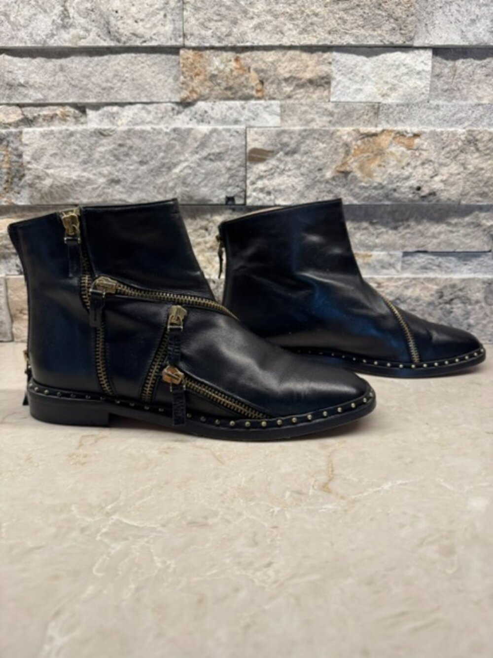 Racine Carree Black Leather Ankle Boots